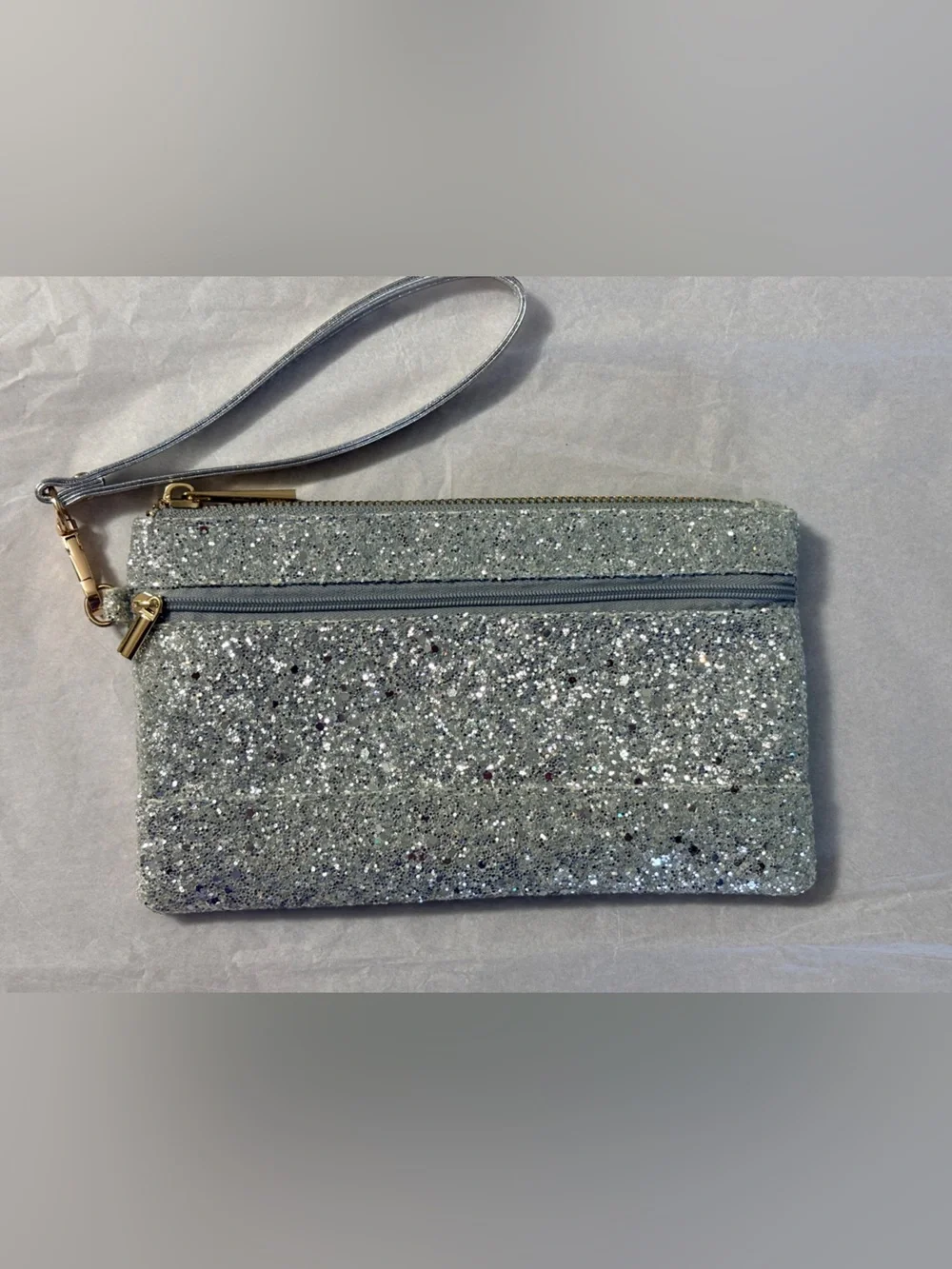 Silver Glitter Wristlet Clutch - Stylish Womens Bag